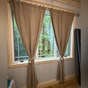 Custom Gray Curtain Drapery Panels (Set of 2) Lined, 51” x 91” Knotted Tiebacks